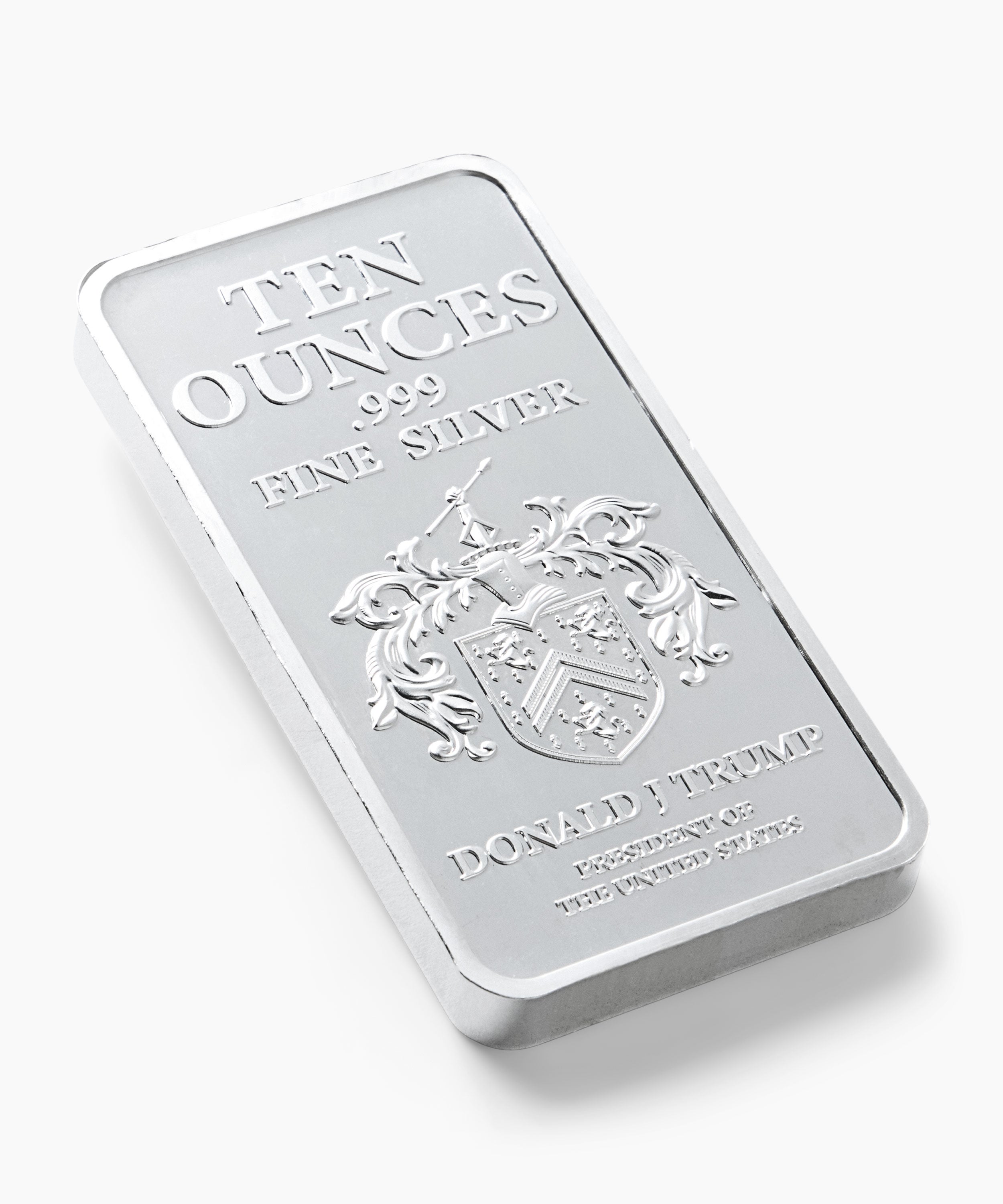 10oz Coat Of Arms Silver Bullion Bar – Trump Coins