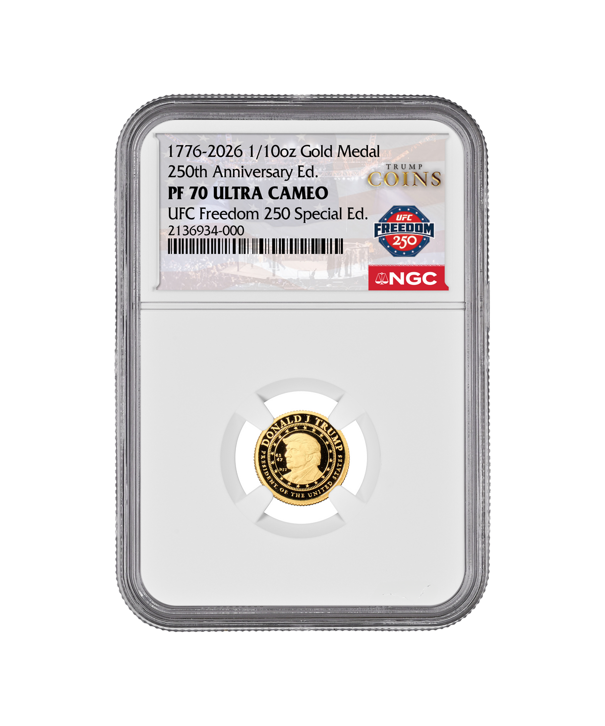 PF70 2021 クック諸島 金貨 9/11 アメリカ同時多発テロ 20周年 1/10th oz PF70 Trump Coins x UFC Freedom 250 Gold Medallion