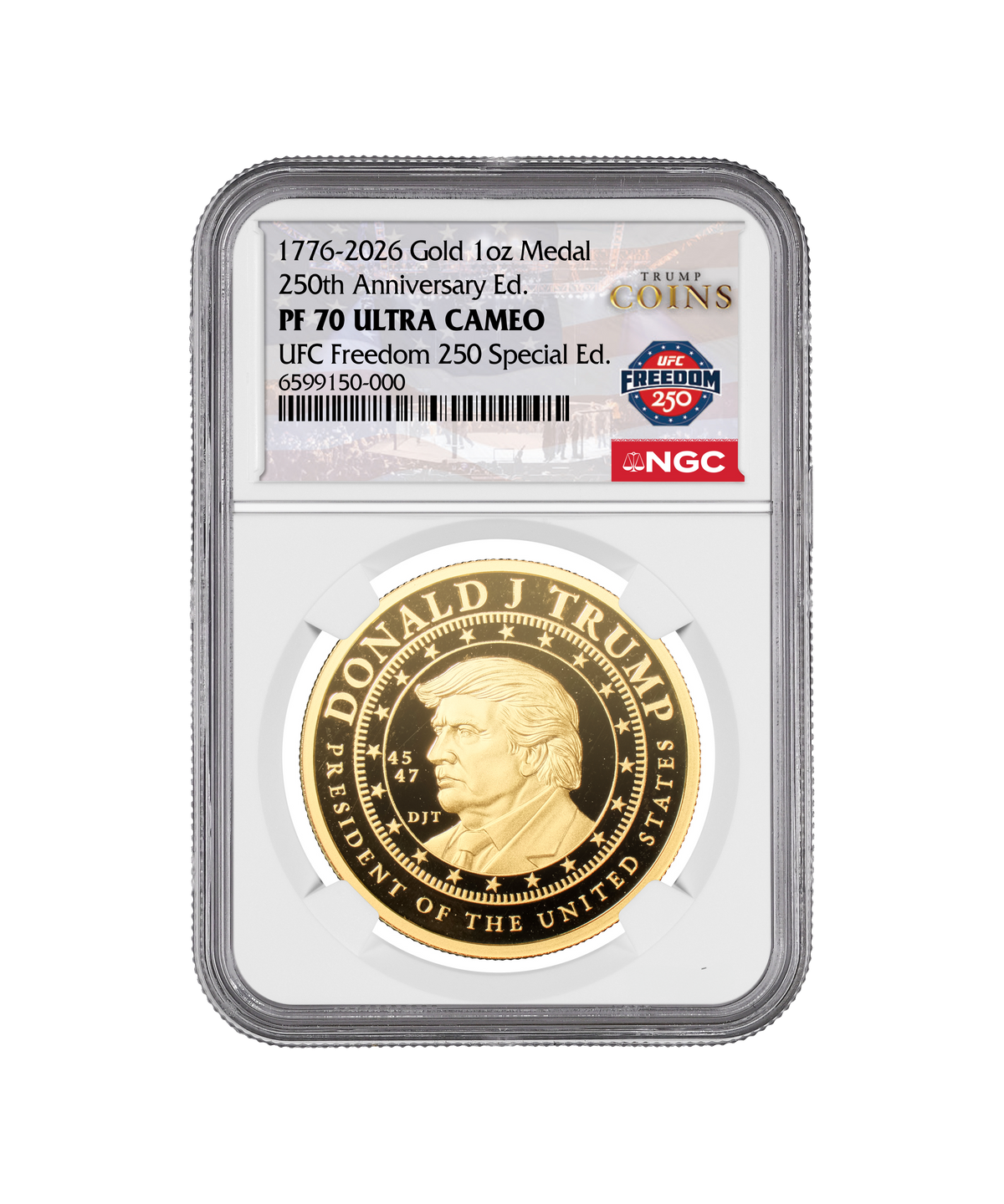 Fighters Evolution トランプ 1 oz PF70 Trump Coins x UFC Freedom 250 Gold Medallion
