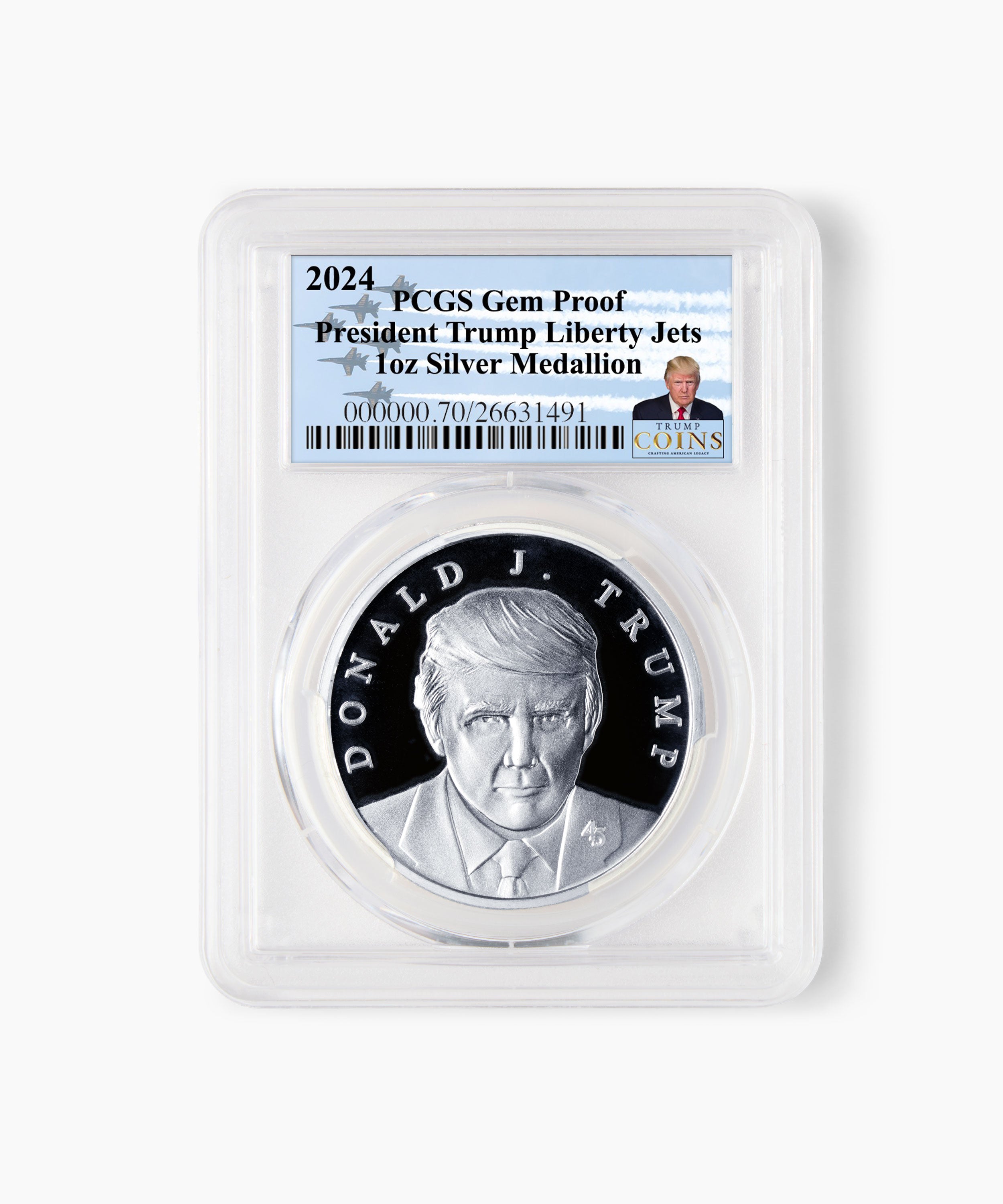 President Trump Liberty Jets Silver Medallion (Certified