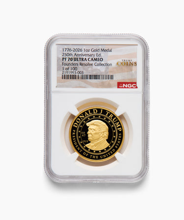 1oz PF70 President Trump "Founder's Resolve" Gold Medallion