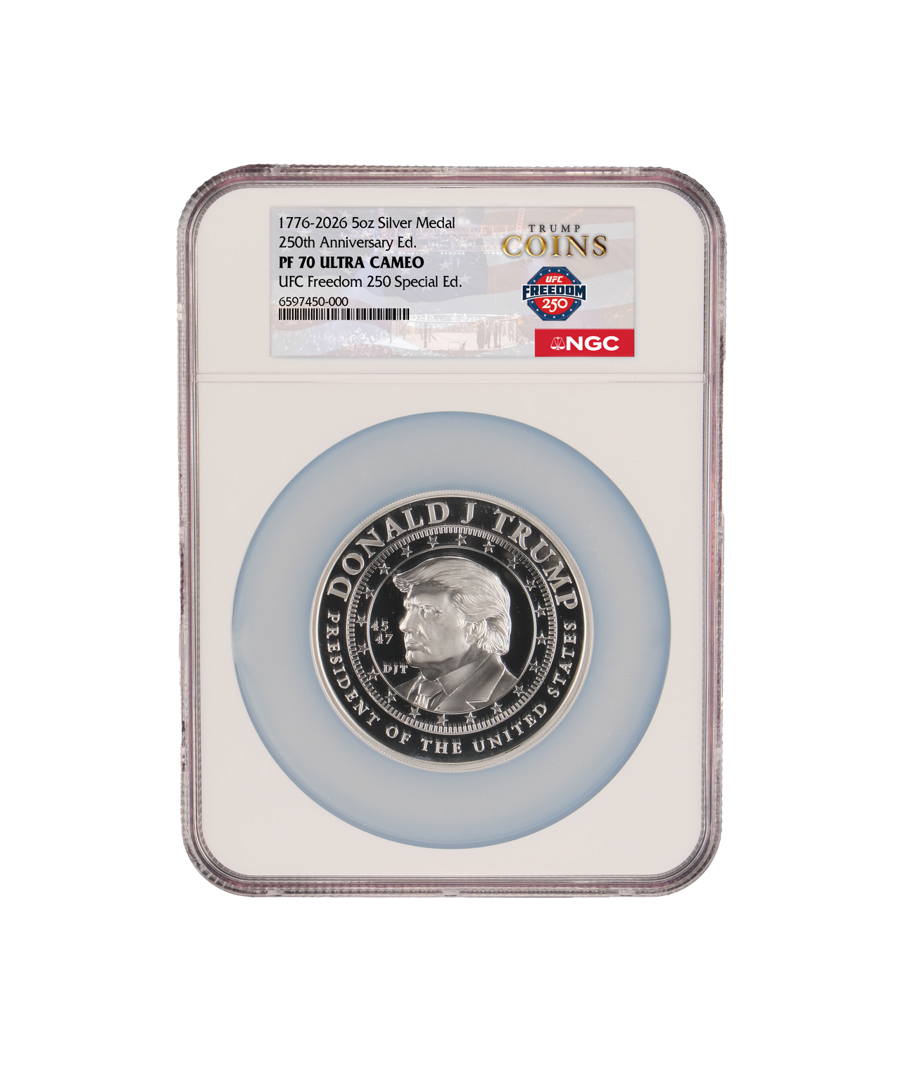 5 oz PF70 Trump Coins x UFC Silver Medallion