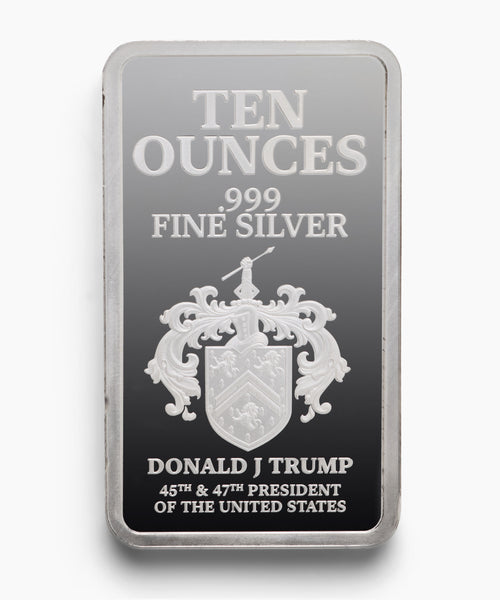 10oz Coat Of Arms Silver Bullion Bar – Trump Coins
