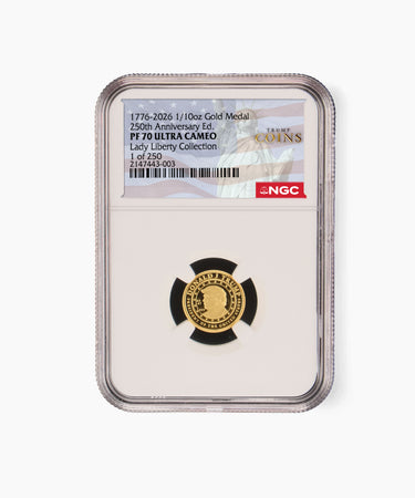 1/10oz PF70 President Trump "Lady Liberty " Gold Medallion