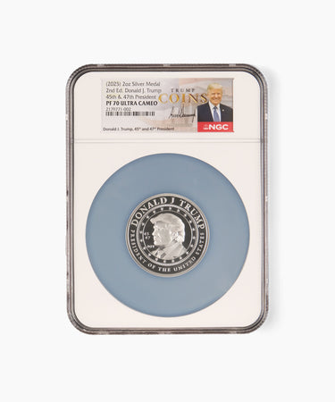 2 oz PF70 President Trump Second Edition Silver Medallion
