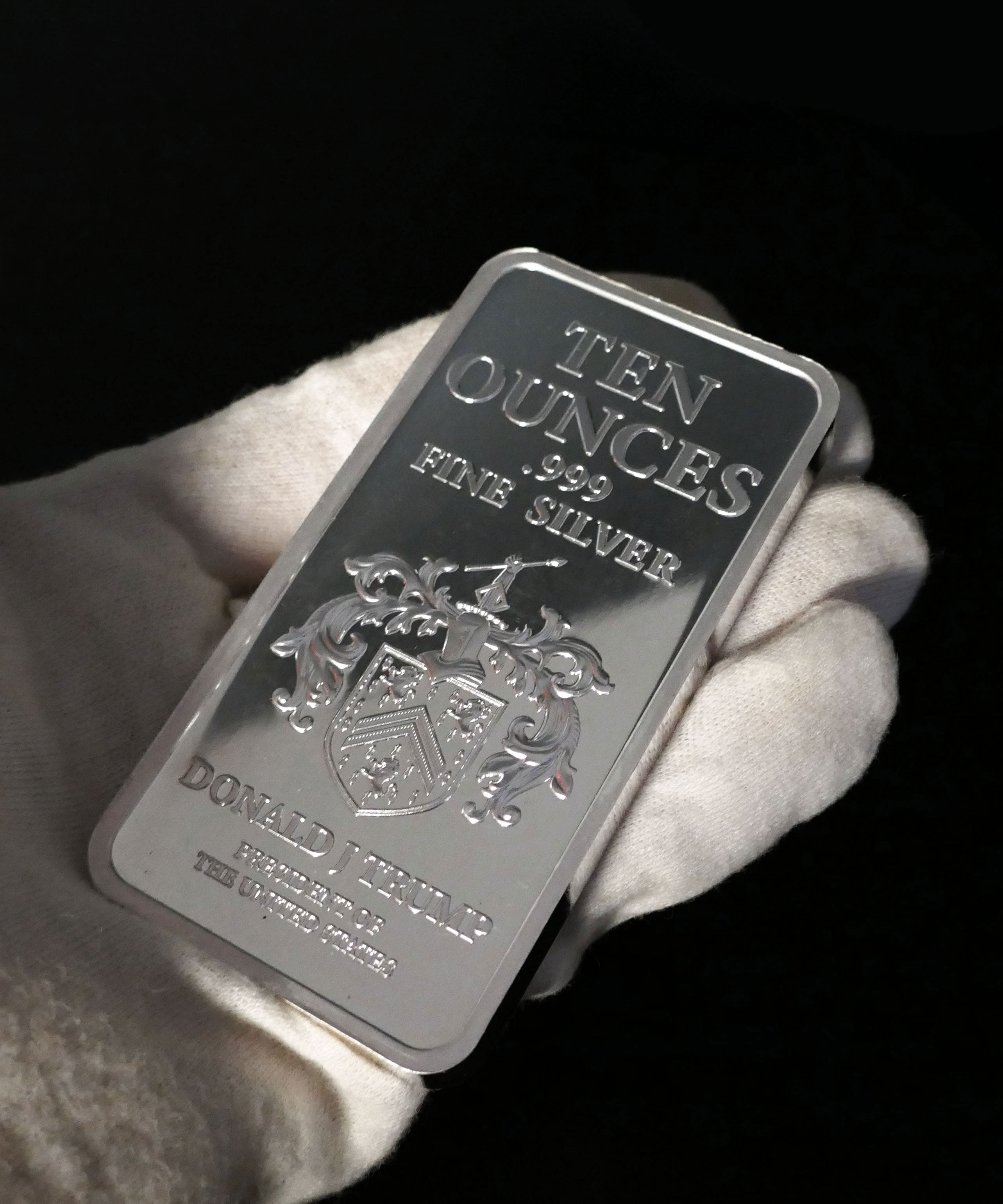10oz Coat Of Arms Silver Bullion Bar – Trump Coins